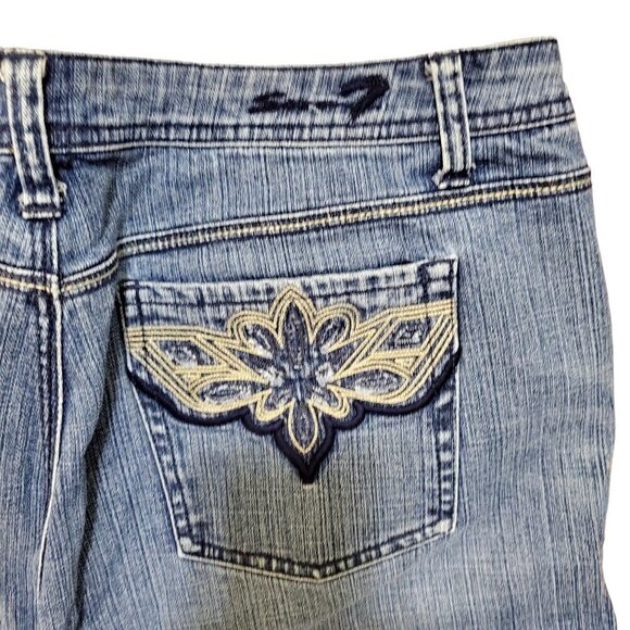 Seven7 Y2K Straight Leg Jeans Womens 20x31 Denim Medium Wash Embroidered Pockets - Picture 7 of 12